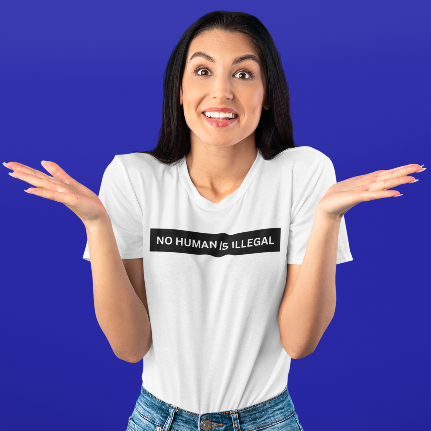 NO HUMAN IS ILLEGAL T-Shirt | No Human is Illegal on Stolen Land | Immigrants make America Great | FDT
